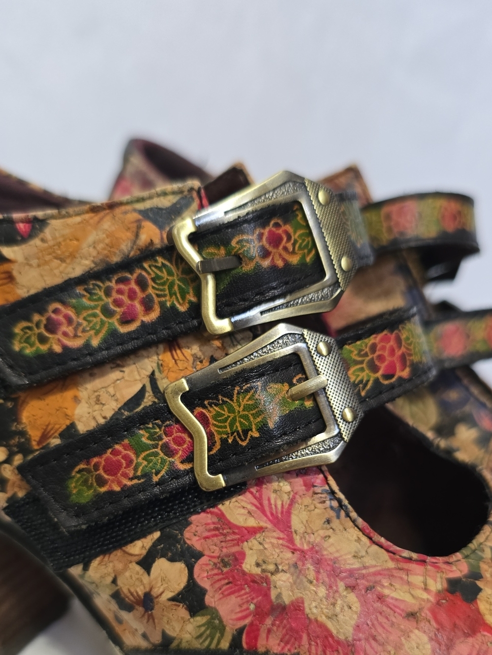 L'Artiste Spring Step Glena Leather Floral Mary Jane Wedge Shoes Size 8.5 - Picture 7 of 16